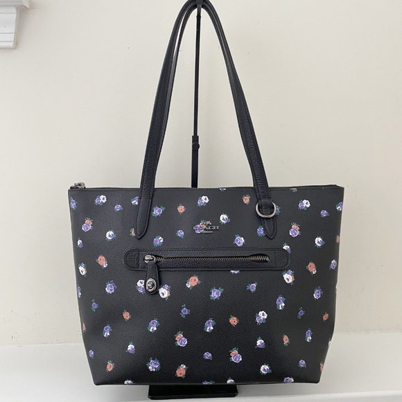 Coach Handbags - Coach Taylor Vintage Rose Print Floral Tote Bag Black Multi